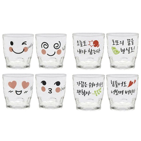 아트웨어 취하는 소주잔 4p + 샐러리 소주잔 4p, 혼합색상, 1세트