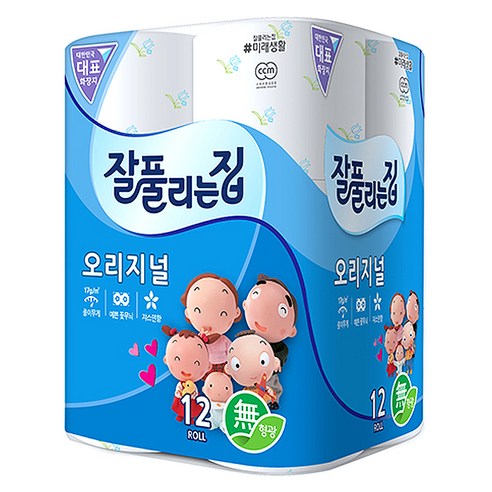 잘풀리는집 2겹 오리지널 화장지 35m, 12롤, 1개