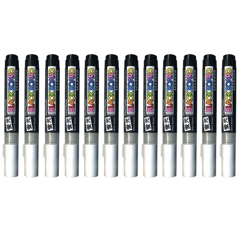 문화연필 블랙보드마카 12p, 흰색, 1타 12개입