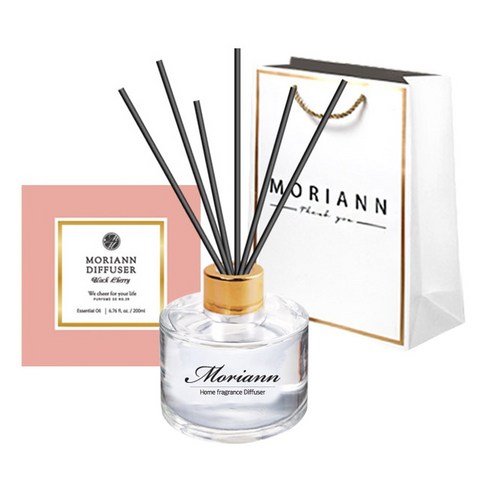 모리앤 골드라벨 디퓨저 200 ml + 블랙 섬유리드 5p + 쇼핑백, 블랙체리, 1개