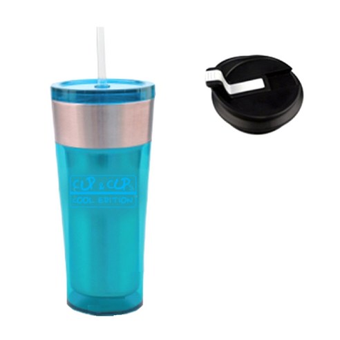 쿨스텐400듀오 텀블러 400ml 2in1 뚜껑, 투명그린, 1개