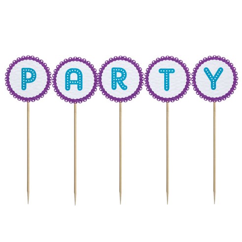 와니데코 미니파티픽 PARTY, 화이트+퍼플+스카이블루