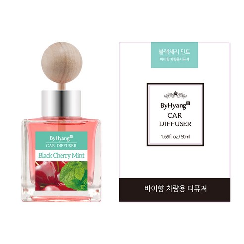 바이향 리프레싱 카 디퓨져 50ml, 블랙체리 민트, 1개