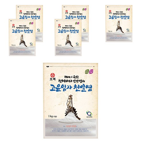[오복] 신안 천일염 고운입자, 1kg, 6개