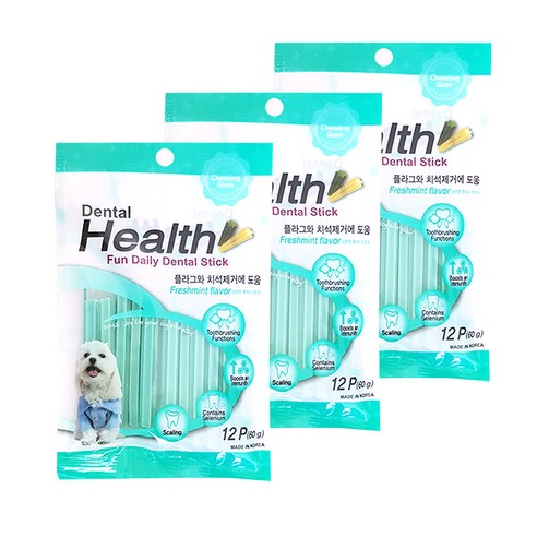 덴탈헬스 펀 데일리 애견껌, 민트맛, 3개입