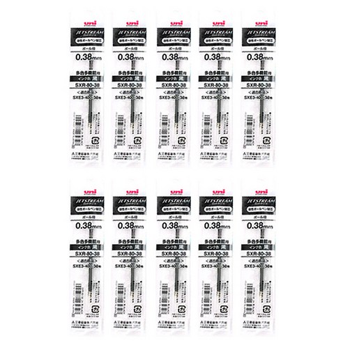 제트스트림 미쓰비시 리필심 SXR-80 0.38mm, 블랙, 10개