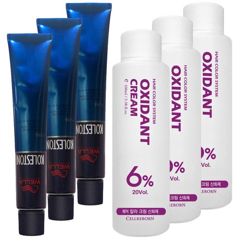 웰라 뉴콜레스톤 퍼펙트 퓨어컬러 염색제 80g + 산화제 100ml, 체리레드 8/45, 3세트