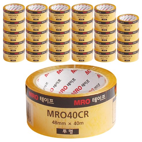 MRO 투명 박스테이프 48mm x 40m, 30개