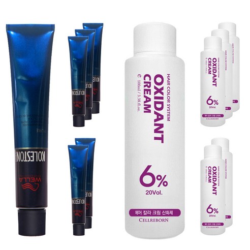 웰라 뉴콜레스톤 퍼펙트 퓨어컬러 염색제 80g + 산화제 100ml, 오렌지베이지 8/34, 6세트