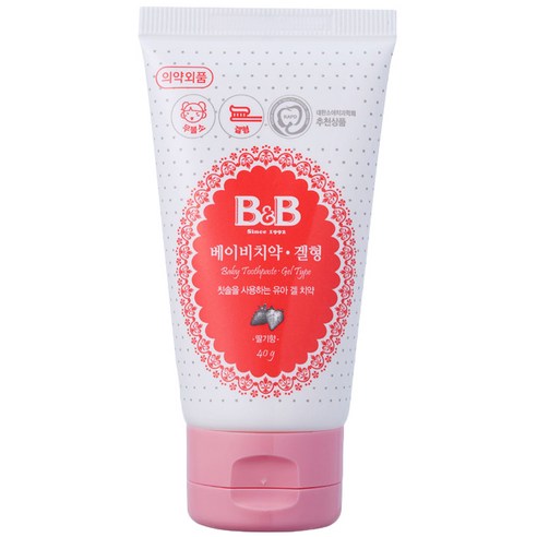 비앤비 베이비 무불소 치약 겔형 딸기맛, 40g, 1개
