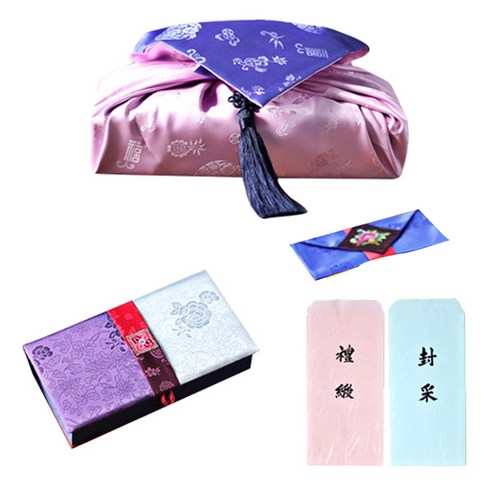 팔복상회 현금 예단세트 릴리, 신랑(봉채) 2색함 / 예단보 청색 추가 / 예단 서식지 추가
