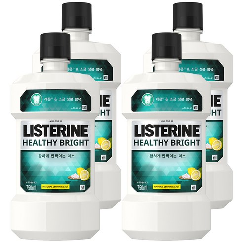 리스테린 헬씨브라이트 구강세정제, 750ml, 4개