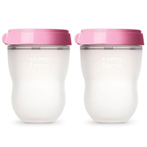 코모토모 트윈팩 노꼭지 실리콘 젖병 250ml, 핑크, 2개