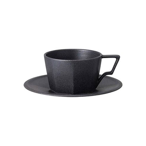 KINTO 로프트샵 OCT 컵 앤 소서 300ml 커피잔, 블랙, 1개