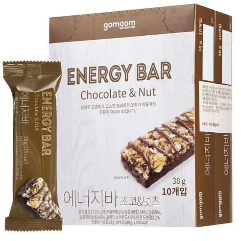곰곰 에너지바 초코 & 넛츠, 380g, 2개