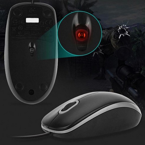 로지텍 데스크탑 유선 키보드 마우스 세트 MK120 New, 혼합 색상, 인체공학