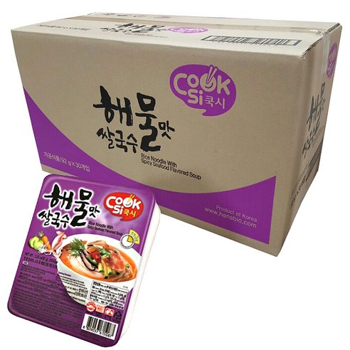 쿡시 쌀국수 해물맛, 92g, 30개입