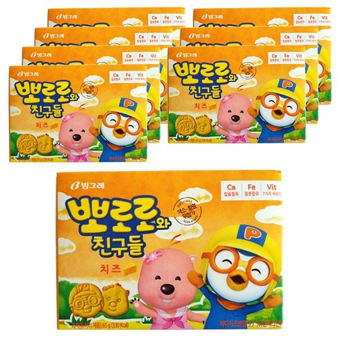 빙그레 뽀로로와 친구들 치즈, 65g, 8개입