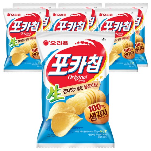 오리온 포카칩 오리지널, 66g, 7개