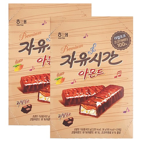 해태 자유시간 아몬드 초코바, 36g, 24개