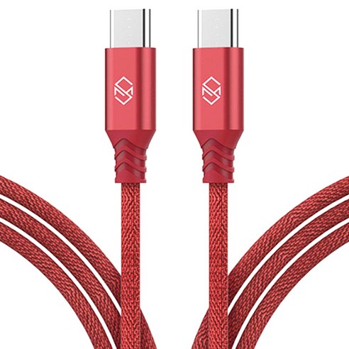 신지모루 USB-C 타입 더치 패브릭 케이블, 2m, Red, 2개입