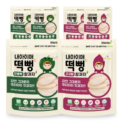 내아이애 유기농쌀 떡뻥 유아과자, 단호박 3p + 고구마 3p, 1세트, 30g