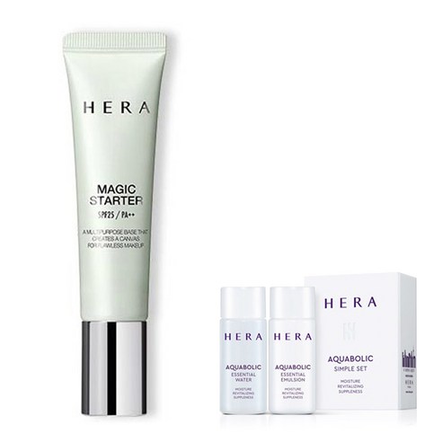 헤라 매직 스타터 메이크업 베이스 35ml + 아쿠아볼릭심플 기초화장품 세트 A 2종, 3호 민트, 1세트