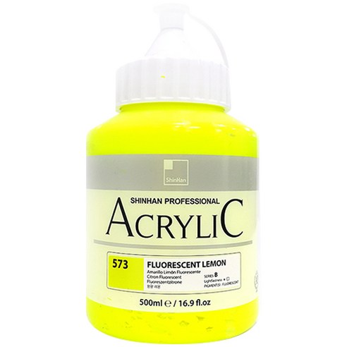 신한 아크릴물감 505, 500ml 573FluorescentLemon, 1