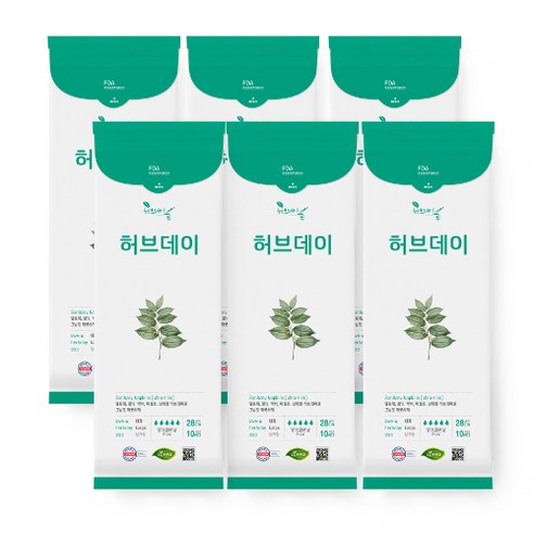 허브데이 대형 생리대 날개형, 10개입, 6개