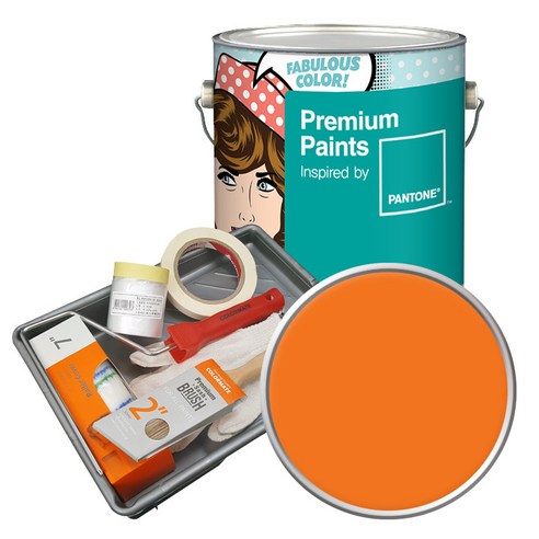 노루페인트 팬톤 내부용 실내벽면 저광 페인트 4L 세트, 16-1356 Persimmon Orange
