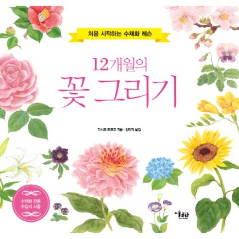 12개월의 꽃 그리기:처음 시작하는 수채화 레슨, 미술문화, 다시로 도모코 저/안미자 역