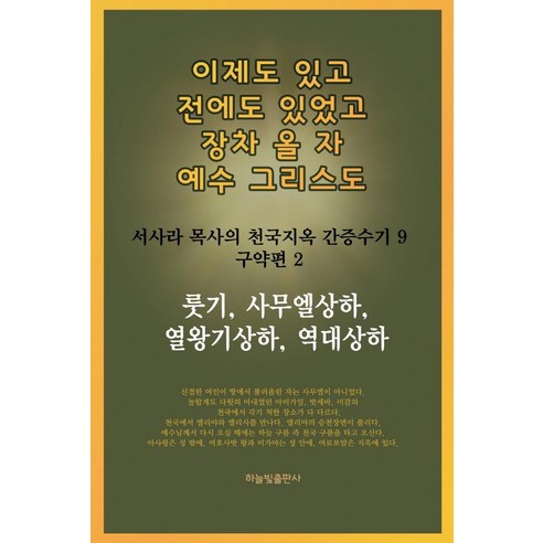 룻기 사무엘상하 열왕기상하 역대상하:이제도 있고 전에도 잇었고 장차 올 자 예수 그리스도, 하늘빛출판사