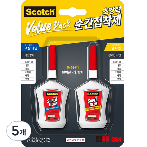 스카치 접착제 밸류팩 액상타입 + 젤타입, 5개