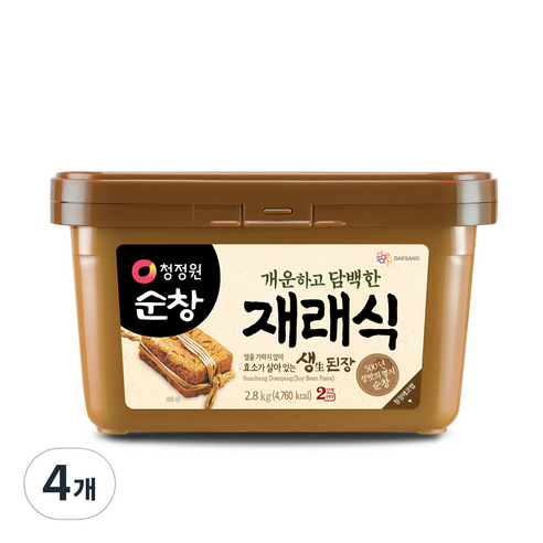 청정원순창 개운하고 담백한 재래식 생된장, 2.8kg, 4개