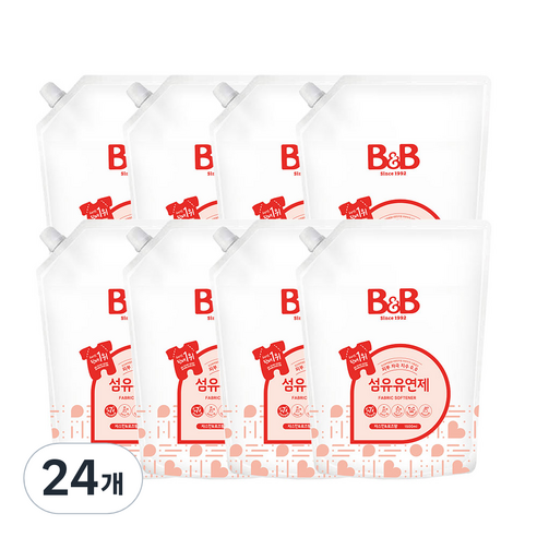 비앤비 섬유유연제 자스민&로즈향 리필, 1.5L, 24개