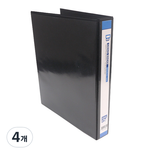 알파 흑투명 D링 A4 바인더 AT 3공 3cm, 흑색, 4개