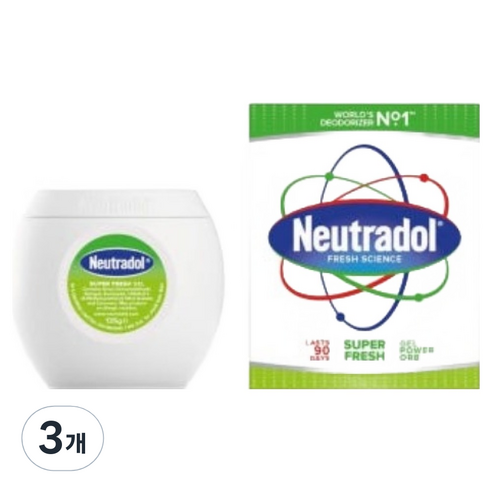 뉴트라돌 실내용 탈취제 본품 슈퍼 프레쉬 젤, 135ml, 3개