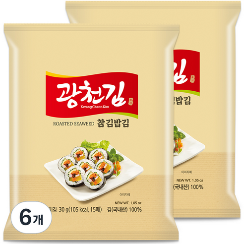광천김 참 김밥김 15p, 30g, 6개