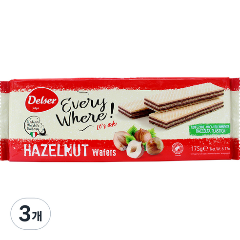 델서 헤이즐넛 웨이퍼, 175g, 3개