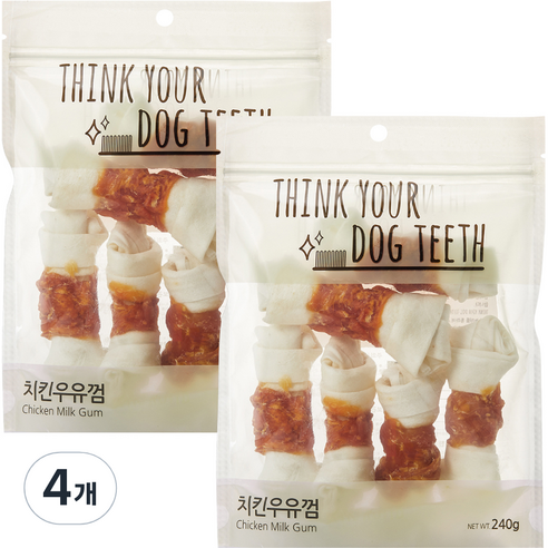 ThinkYourDogTeeth 반려견 우유껌 6개입, 치킨, 240g, 4개