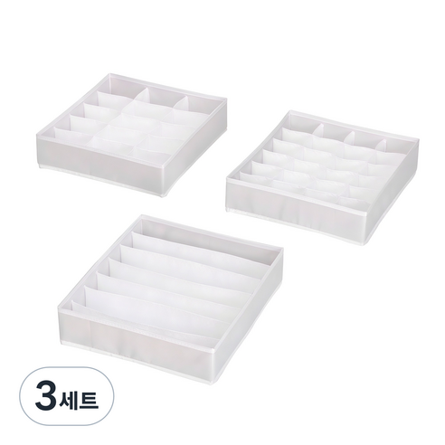 코멧 홈 프리미엄 속옷 정리함 3종(7칸+15칸+24칸), 화이트, 3세트