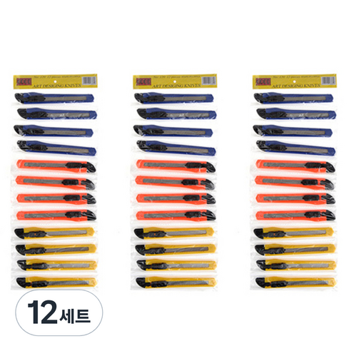 블루마토 커터칼 A세트 12p, 랜덤 발송, 12세트