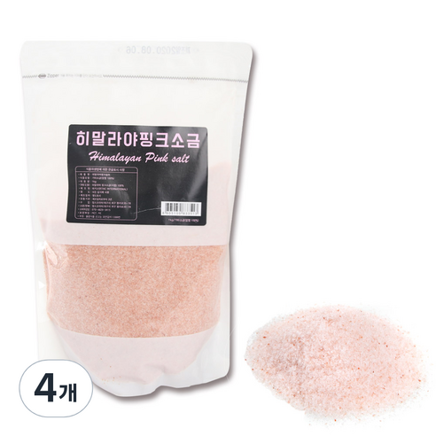 히말라야 핑크솔트 핑크소금 얇은입자 그레뉼, 1kg, 4개