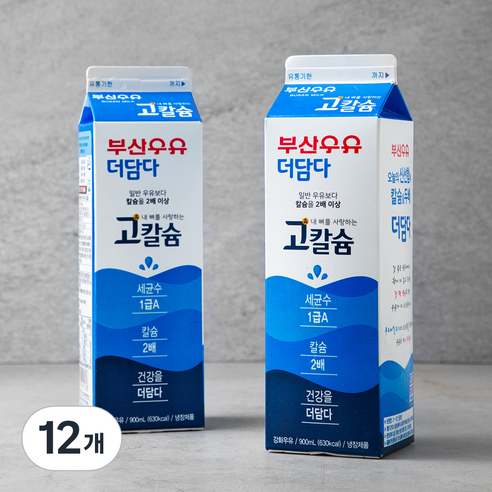 부산우유 고칼슘 우유, 900ml, 12개