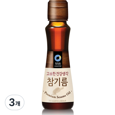 청정원 고소한 건강생각 참기름, 3개, 160ml