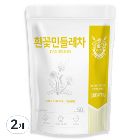 Greatea 흰꽃민들레차, 2개, 50개입, 1g