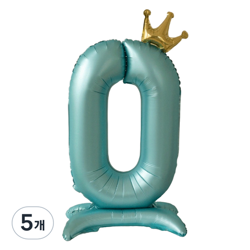 세컨드베스트 크라운 스탠딩 숫자 파티풍선 100cm, 블루 숫자 0, 5개