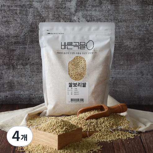 바른곡물 국산 쌀보리쌀, 4개, 1kg