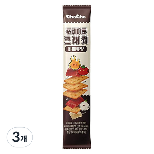 챠챠 포테이토 크래커 바베큐향, 51g, 3개