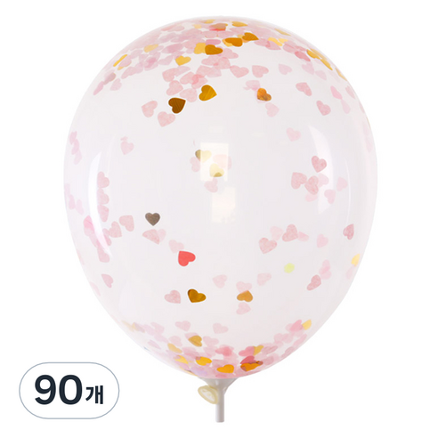 컨페티풍선 30cm, 큐티하트 핑크골드, 90개